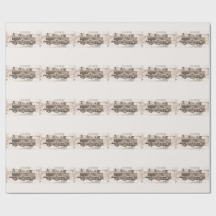 De wonderbaarlijke tijd van de stoomlocomotief cadeaupapier