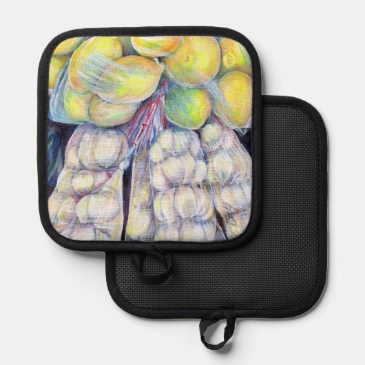 De wonderen van de natte markt. pannenlap (Voorkant / Achterkant)