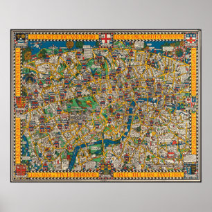 De Wonderground-kaart van de stad Londen Poster