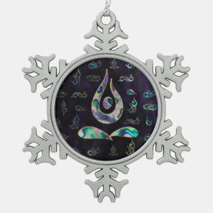De yoga stelt Gouden Paars Abalone van het Symbool Tin Sneeuwvlok Ornament