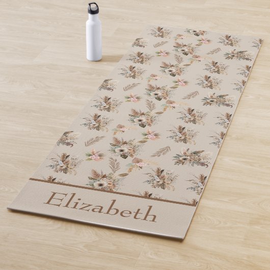 De Yoga Tapis Monogram Boho Beige Marron Botanique Herbe F (En situation)