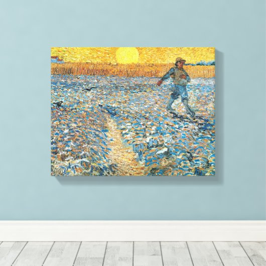 De zaaier | Vincent van Gogh Canvas Afdruk (Insitu (Houten vloer))