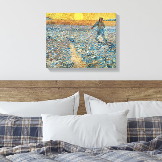 De zaaier | Vincent van Gogh Canvas Afdruk (Insitu (Slaapkamer))
