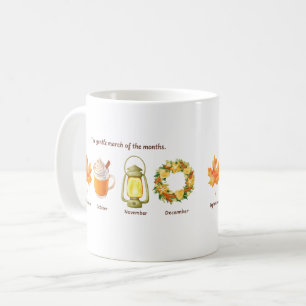 De zachte mars van de maanden - herfstsymboliek koffiemok