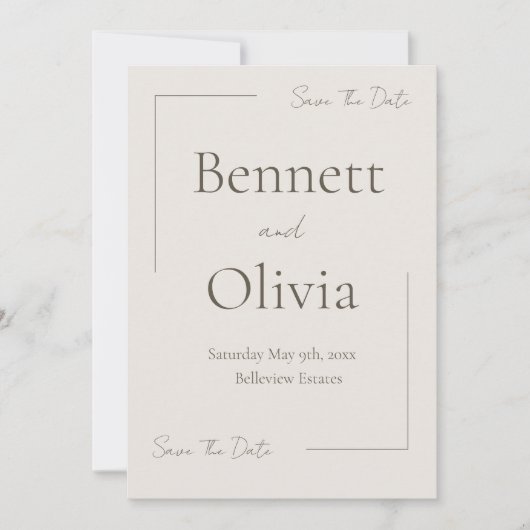 De zachte seizoensbruiloft bespaart de datum save the date (Voorkant)