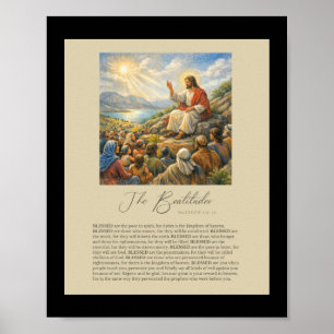 De Zaligsprekingen Mattheüs 5:3–12 Bergrede Poster