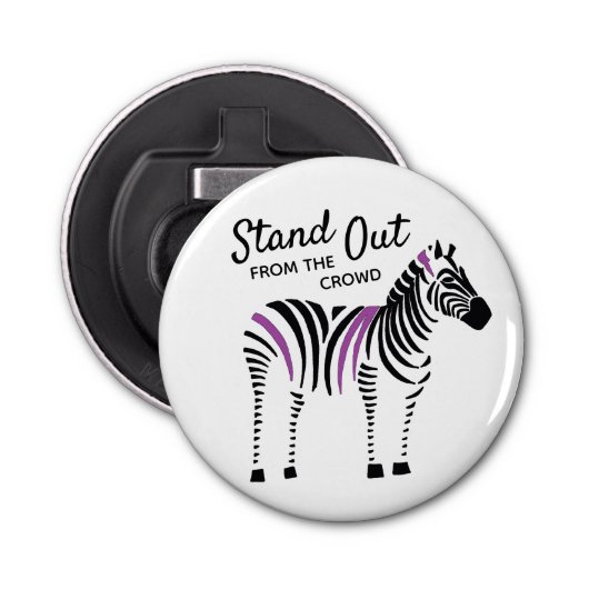 De zebra stand uit van het Gewas Citaat Button Flesopener (Voorkant)