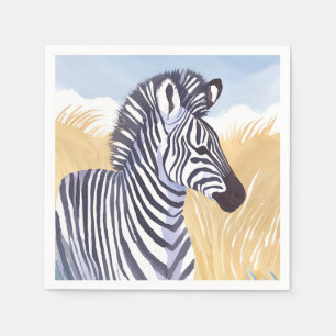 De zebra Waterverf Safari Dier Natuur Servet