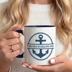 De Zee Roept Me Nautilus Marineblauwe Anker Mok