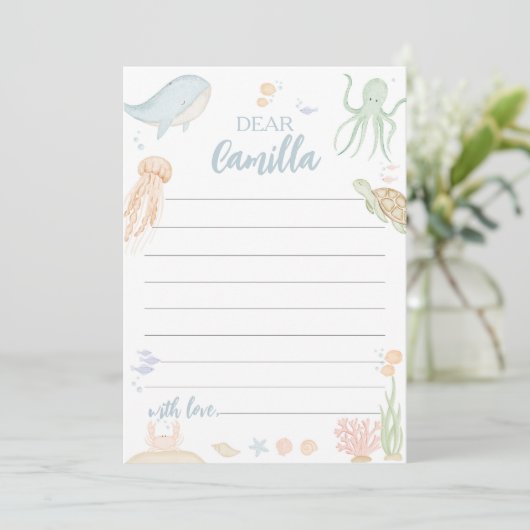 De Zee Time Capsule Message Kaart under Zee (Staand voorkant)