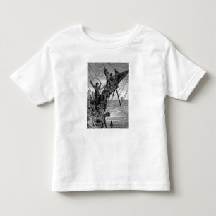 De zeelieden zien op afstand een ghoffelijk schip kinder shirts