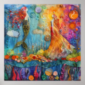 DE ZEEMEERMIN EN DE PRINSES KLEURRIJK POSTER (Voorkant)