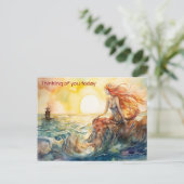 De zeemeermin en de vuurtoren briefkaart (Staand voorkant)