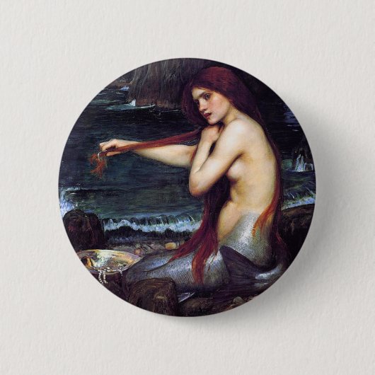 De zeemeermin ronde button 5,7 cm (Voorkant)