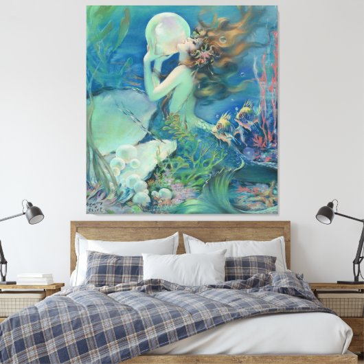 De zeemeermin van Henry Clive Canvas Afdruk (Insitu (Slaapkamer))