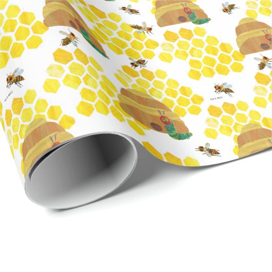 De zeer hongerige rups redt het bijenpatroon cadeaupapier (Rol Hoek)