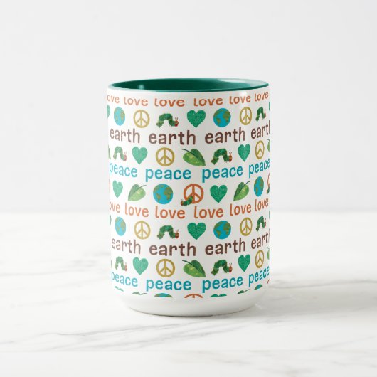 De zeer hongerige rups Vrede houdt van de Aarde Mok (Midden)