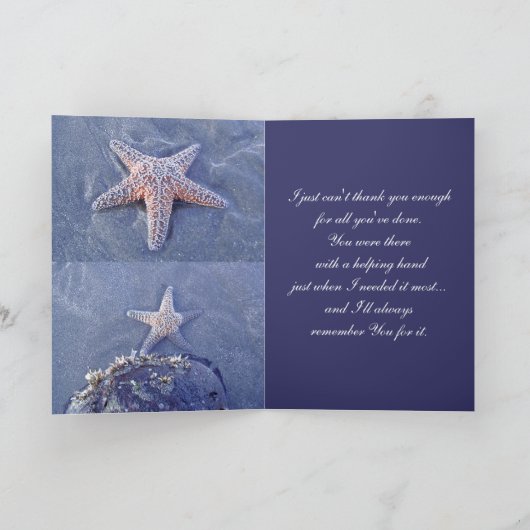 De zeester dankt u kaardt bedankkaart (Binnen)