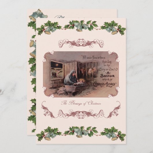 De zegeningen van de kerstviering uitnodiging (Voorkant / Achterkant)