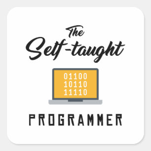 De zelf-onderwezen Programmeersticker Vierkante Sticker