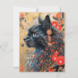 De Zen kat Japans Ukiyo-e Briefkaart
