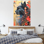 De Zen kat | Japans Ukiyo-e Canvas Afdruk (Insitu (Slaapkamer))