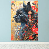 De Zen kat | Japans Ukiyo-e Canvas Afdruk (Insitu (Houten vloer))