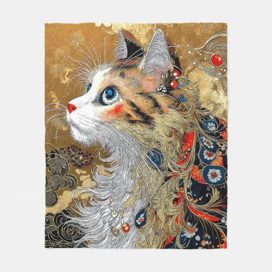 De Zen kat |  Japans Ukiyo-e Fleece Deken (Voorkant)