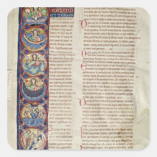 De zes dagen van de schepping vierkante sticker (Voorkant)