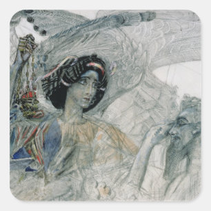 De zes gevleugelde seraph van de profeet vierkante sticker