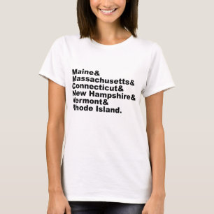 De zes noordoostelijke staten die samen New Englan T-shirt