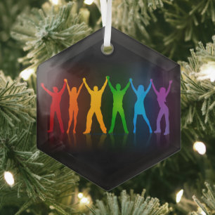 De zes staande silhouetten van Slipperyjoe met opg Glas Ornament