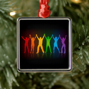 De zes staande silhouetten van Slipperyjoe met opg Metalen Ornament