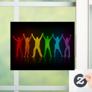 De zes staande silhouetten van Slipperyjoe met opg Raamsticker
