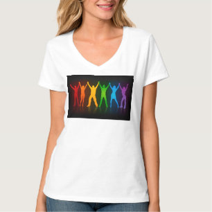 De zes staande silhouetten van Slipperyjoe met opg T-shirt
