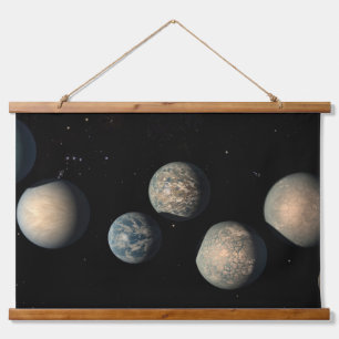 De zeven aardse planeten van Trappist-1 Hangend Wandkleed