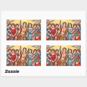 De Zeven Aartsengelen (CP 001; Chromolithografie) Rechthoekige Sticker