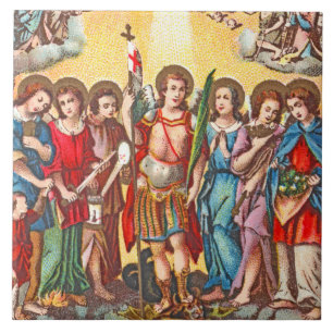 De Zeven Aartsengelen (CP 001; Chromolithografie) Tegeltje
