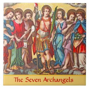 De zeven Archangels (CP 001; Chromolithograaf) Tegeltje