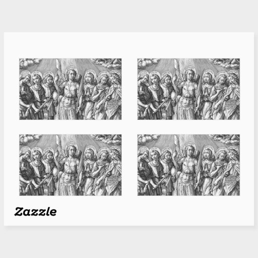 De zeven Archangels (M 034; Engraving) Rechthoekige Sticker (Vel)