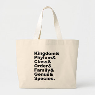 De zeven categorieën van biologische taxonomie grote tote bag