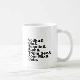 De zeven ingrediënten van een lang eiland, geënte  koffiemok