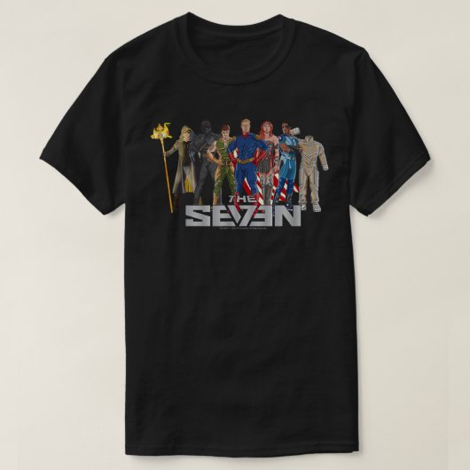 De zeven komiek t-shirt (Design voorkant)