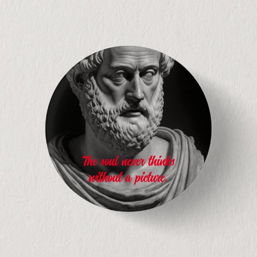 De ziel denkt nooit zonder afbeelding ronde button 3,2 cm (Voorkant)