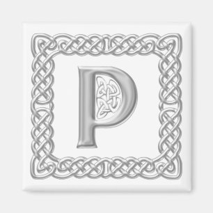 De zilveren Brief P van het Monogram van de Knoop Magneet