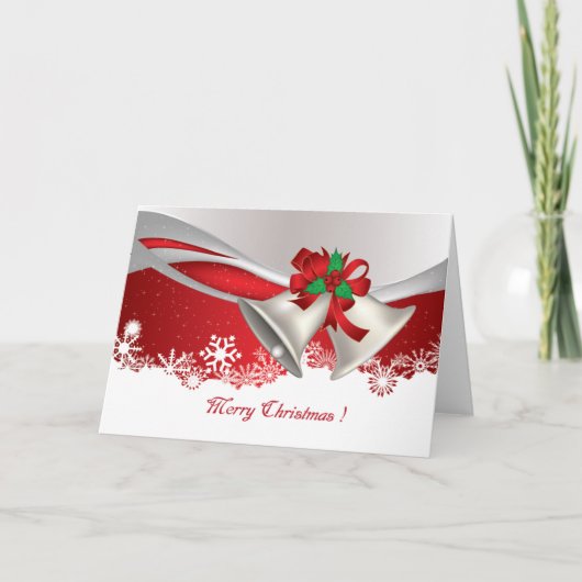 De zilveren Kerstkaart van Klokken Feestdagen Kaart (Voorkant)