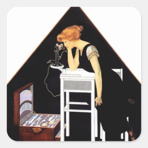 De Zilveren Kist door C Coles Phillips Vierkante Sticker