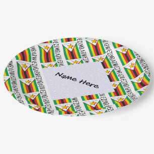 De Zimbabwaanse vlag met Jouw naam Papieren Bordje