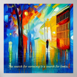 De zoektocht naar zekerheid is een zoektocht naar  poster