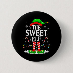De Zoete Elf Kerstmis Grappige Matching Familie Gr Ronde Button 5,7 Cm